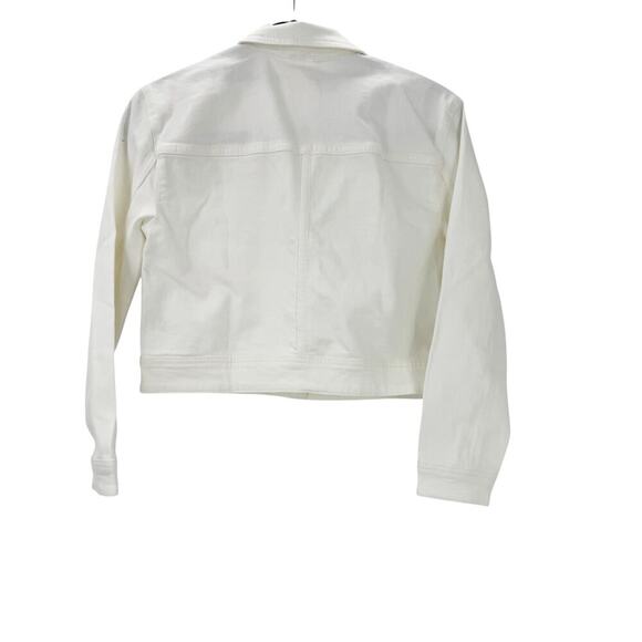 J. Crew Girl's Cropped Denim Trucker Jacket Long Sleeve in White Size XL NWT - Picture 4 of 10